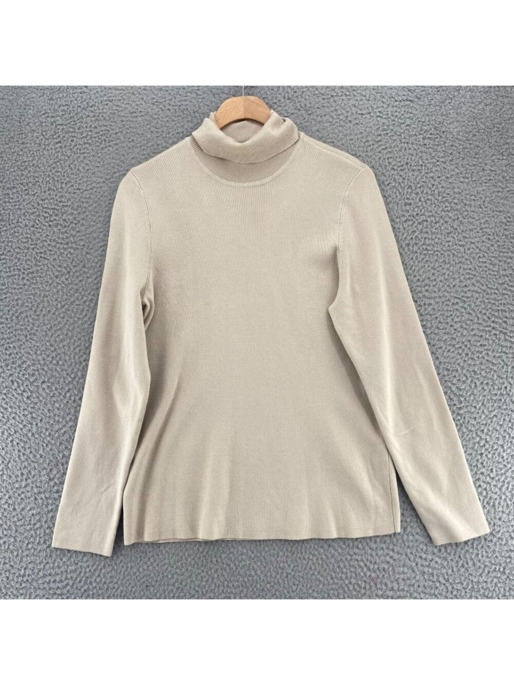 Chicos Sweater Womens 2 US Large Ivory Turtleneck Knit Stretch Pullover Casual